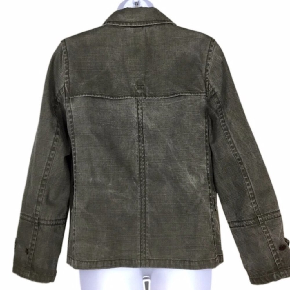 J Crew Gray Denim Style Trench Utility Jacket - Picture 4 of 8
